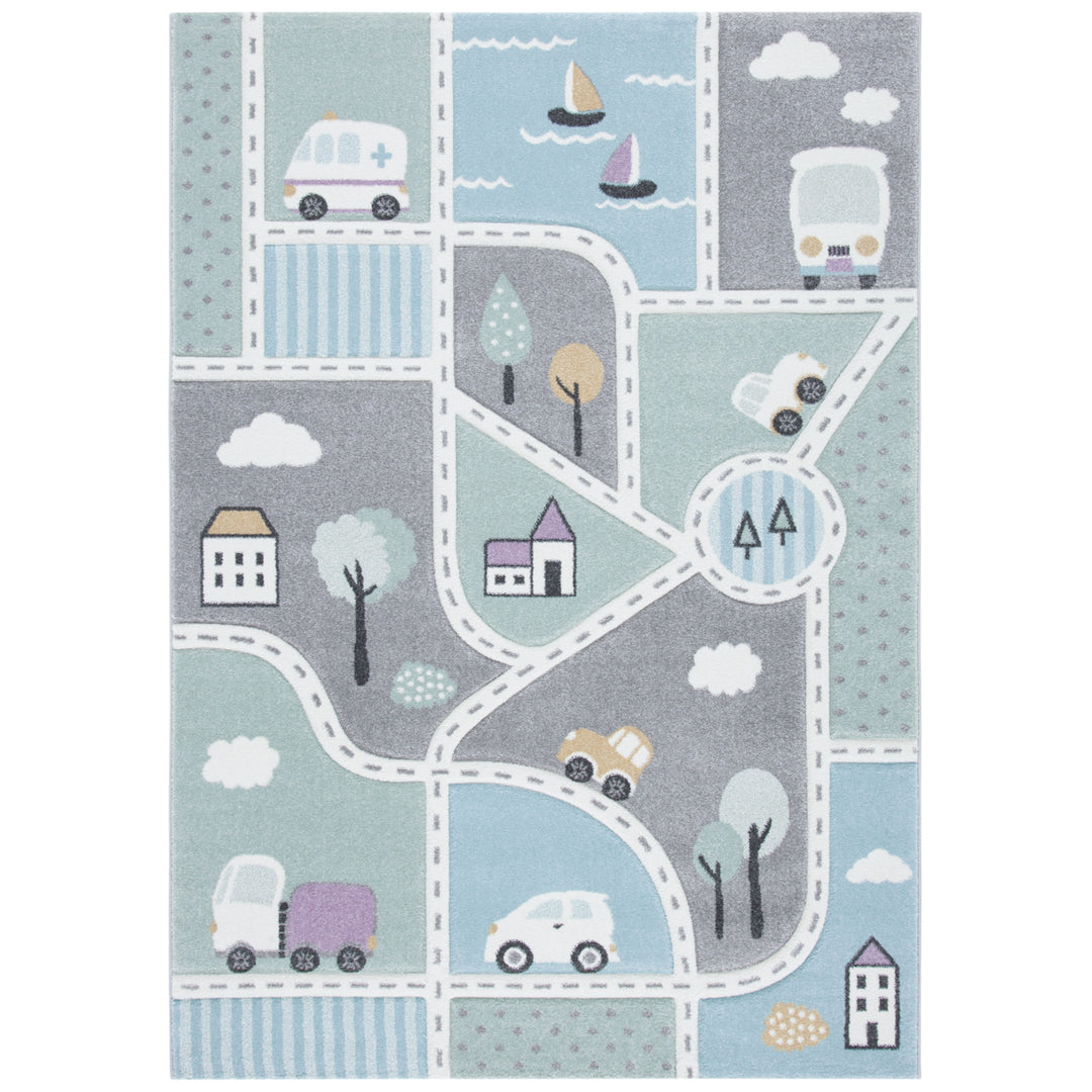 SAFAVIEH Carousel Kids CRK193F Grey / Light Blue Rug Image 1