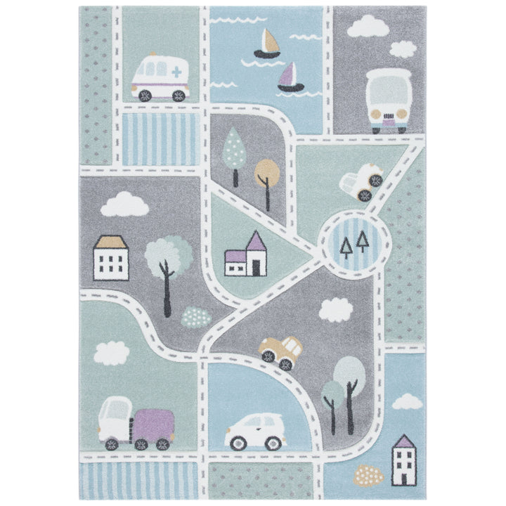 SAFAVIEH Carousel Kids CRK193F Grey / Light Blue Rug Image 1