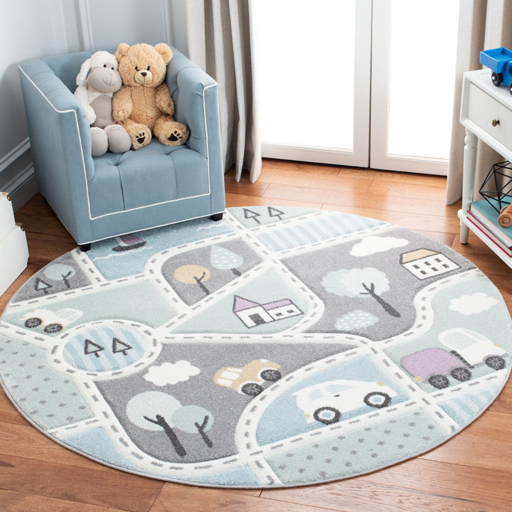 SAFAVIEH Carousel Kids CRK193F Grey / Light Blue Rug Image 2