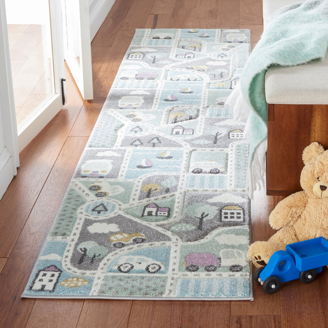 SAFAVIEH Carousel Kids CRK193F Grey / Light Blue Rug Image 3