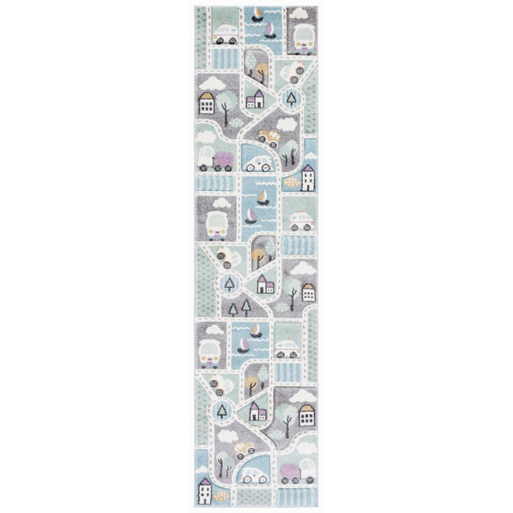 SAFAVIEH Carousel Kids CRK193F Grey / Light Blue Rug Image 5