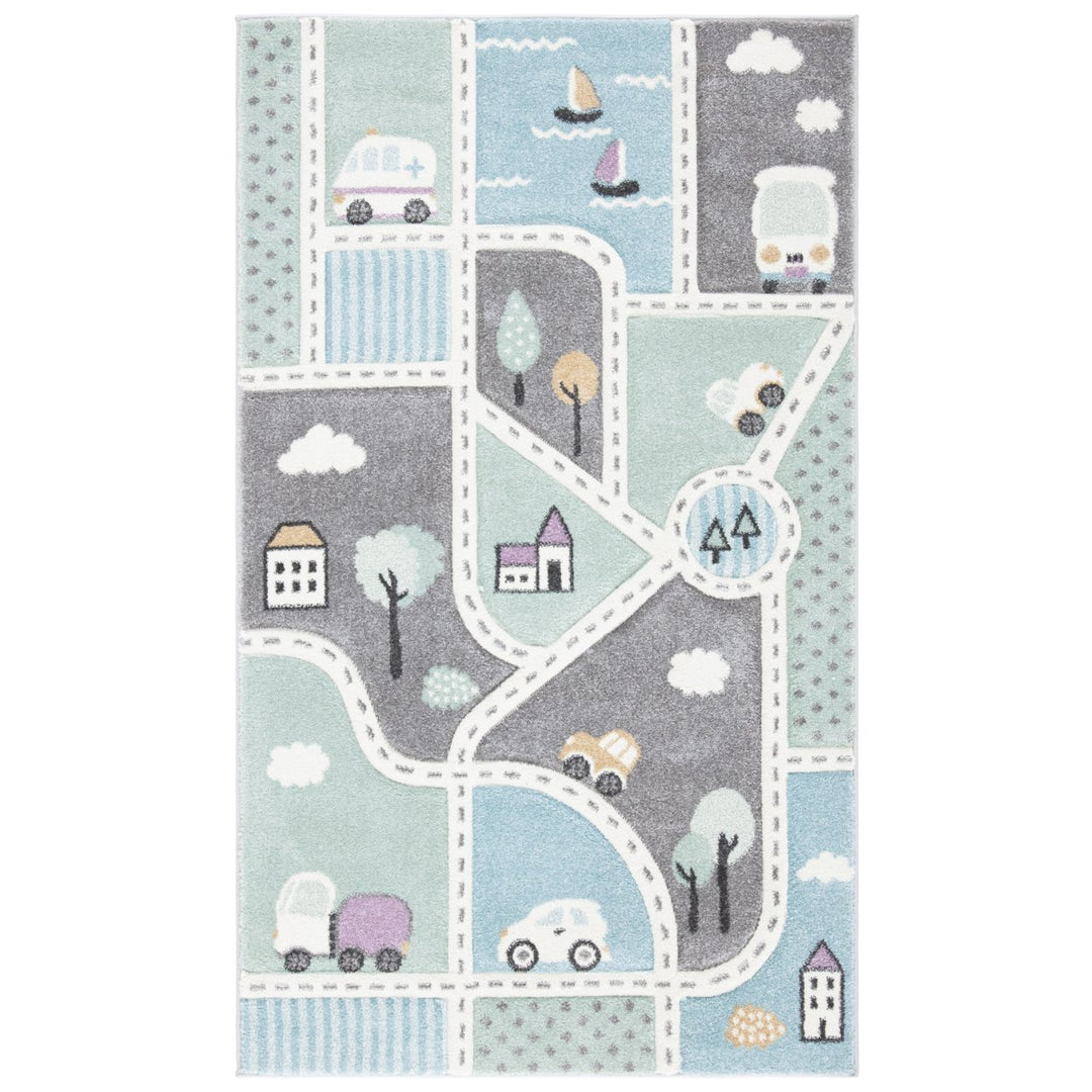 SAFAVIEH Carousel Kids CRK193F Grey / Light Blue Rug Image 1