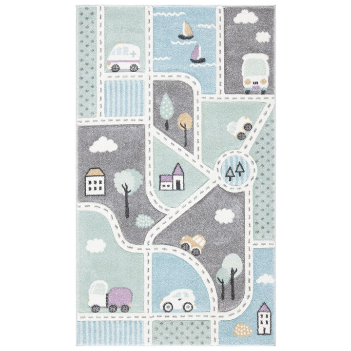 SAFAVIEH Carousel Kids CRK193F Grey / Light Blue Rug Image 10