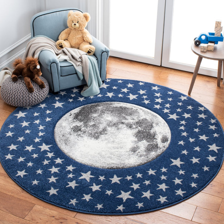 SAFAVIEH Carousel Kids Collection CRK135N Navy / Grey Rug Image 2