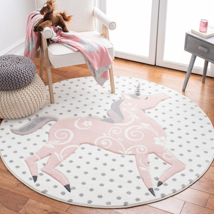 SAFAVIEH Carousel Kids CRK163B Ivory Grey / Pink Rug Image 2