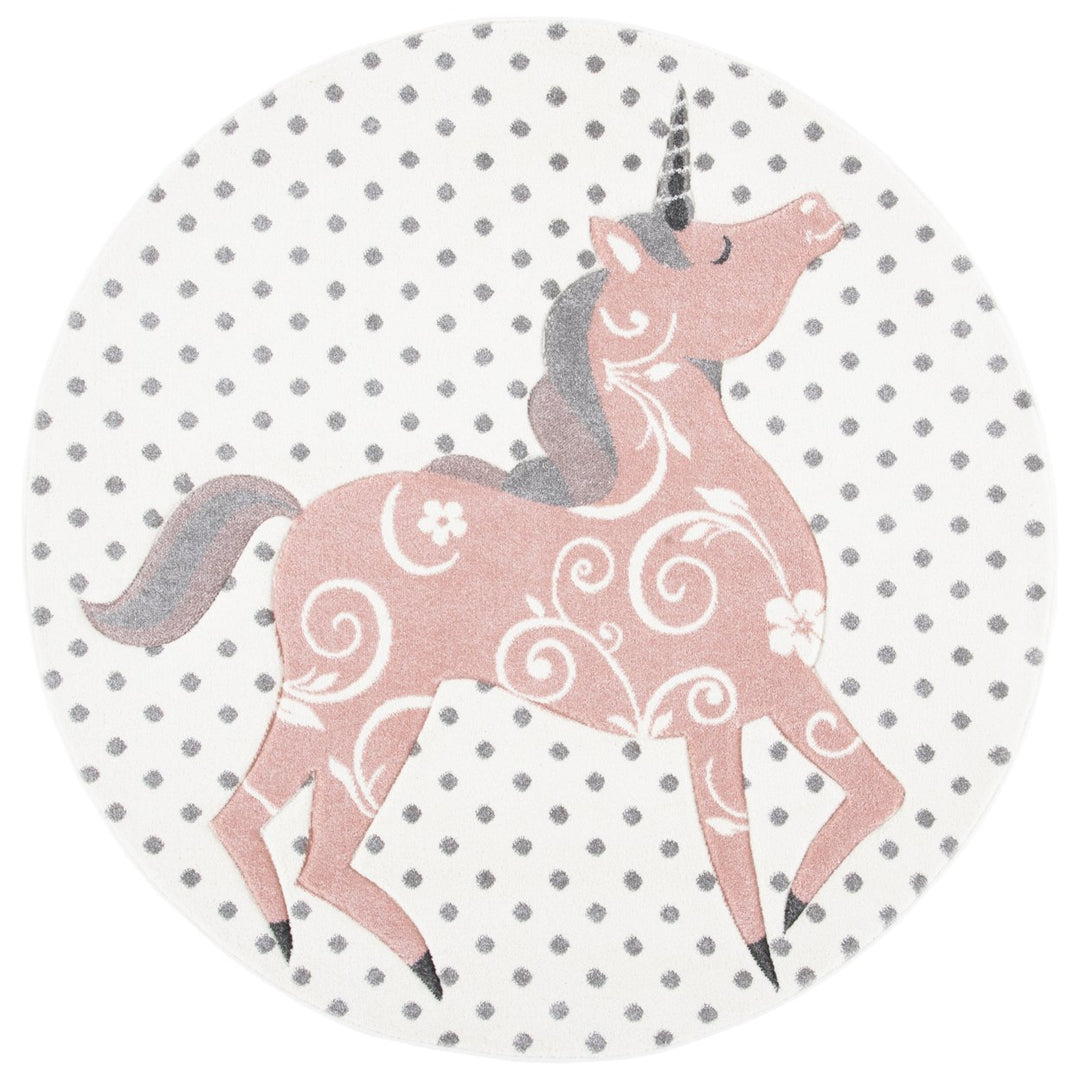 SAFAVIEH Carousel Kids CRK163B Ivory Grey / Pink Rug Image 4