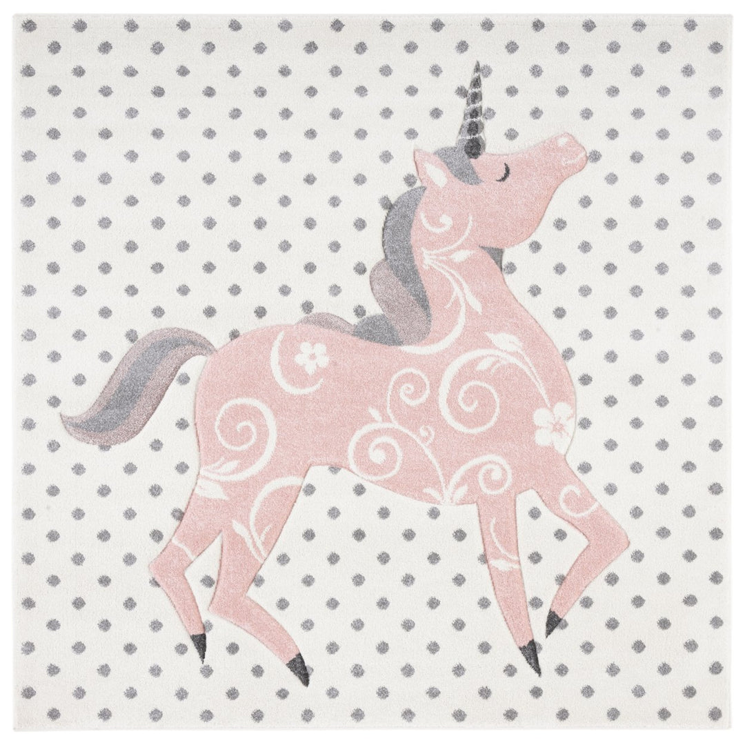 SAFAVIEH Carousel Kids CRK163B Ivory Grey / Pink Rug Image 6