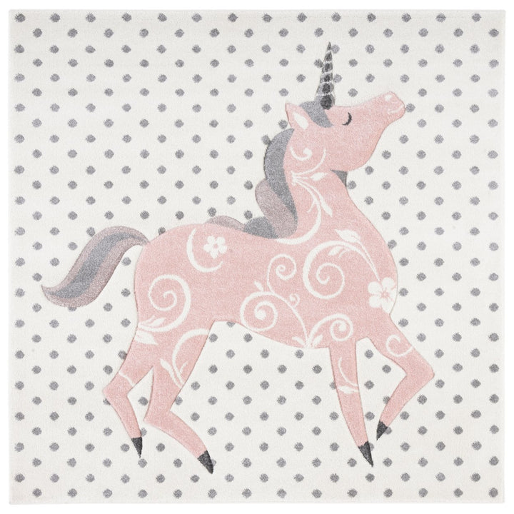 SAFAVIEH Carousel Kids CRK163B Ivory Grey / Pink Rug Image 6