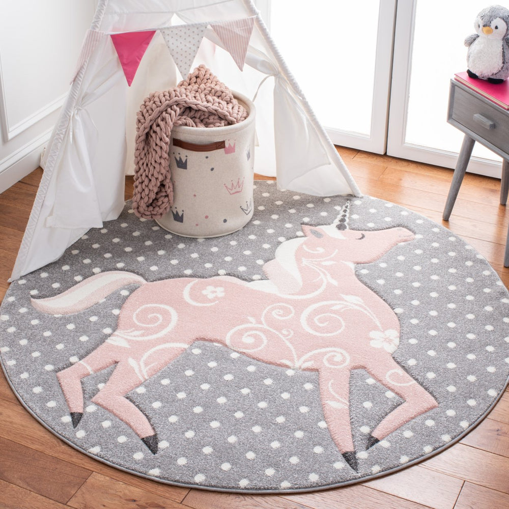 SAFAVIEH Carousel Kids CRK163G Grey/Ivory / Pink Rug Image 2