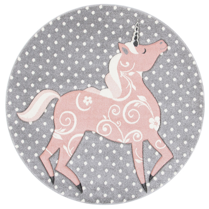 SAFAVIEH Carousel Kids CRK163G Grey/Ivory / Pink Rug Image 4