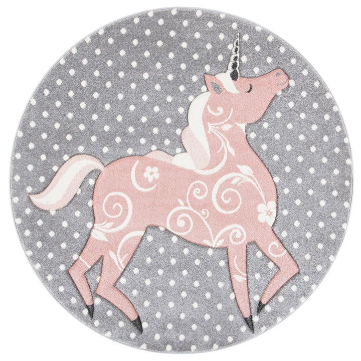 SAFAVIEH Carousel Kids CRK163G Grey/Ivory / Pink Rug Image 1