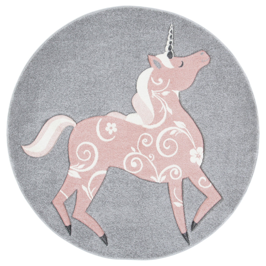 SAFAVIEH Carousel Kids Collection CRK163F Grey / Pink Rug Image 4