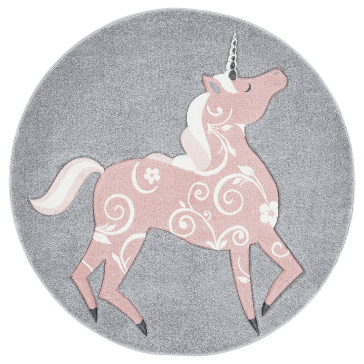 SAFAVIEH Carousel Kids Collection CRK163F Grey / Pink Rug Image 1