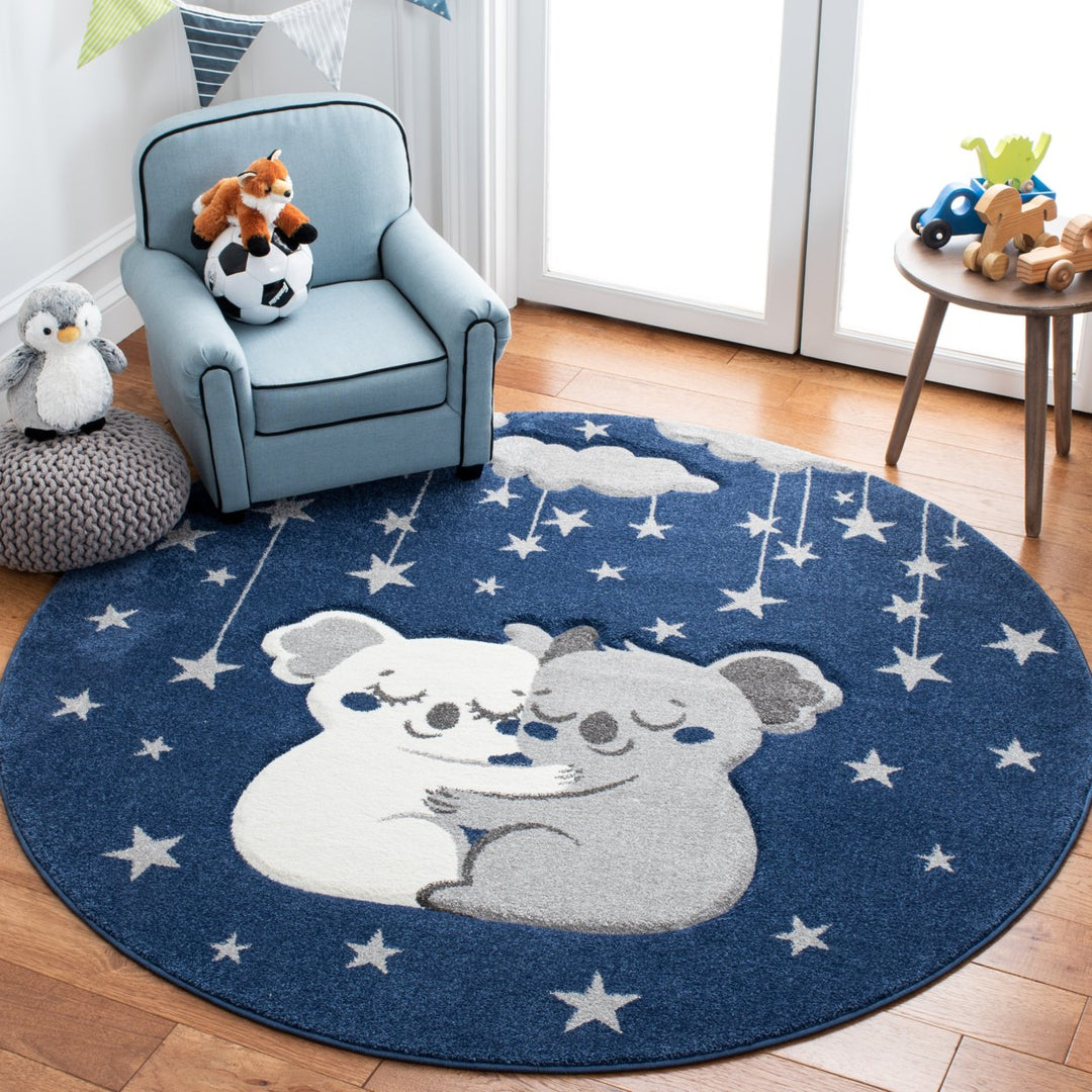 SAFAVIEH Carousel Kids Collection CRK195N Navy / Grey Rug Image 2