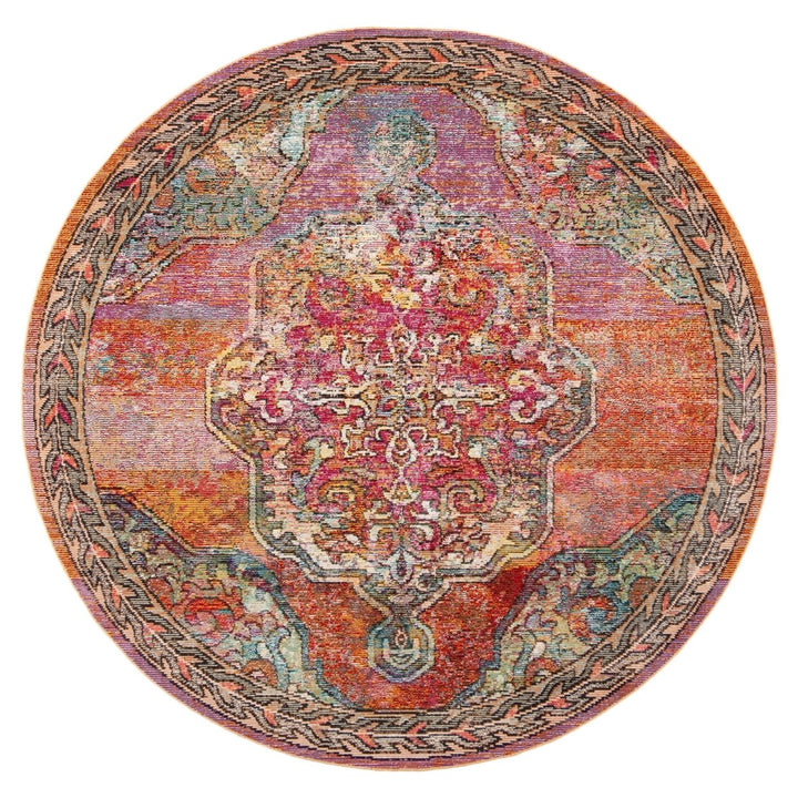 SAFAVIEH Crystal CRS502A Orange / Light Blue Rug Image 1