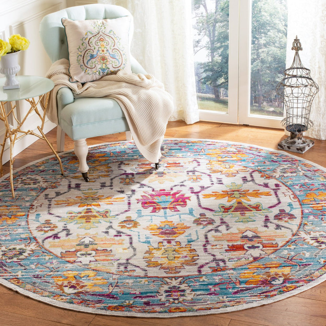 SAFAVIEH Crystal Collection CRS518G Cream/Teal Rug Image 2