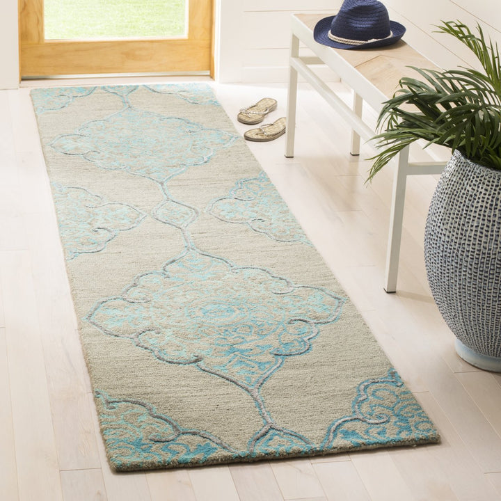 SAFAVIEH Dip Dye DDY510C Handmade Grey / Turquoise Rug Image 3