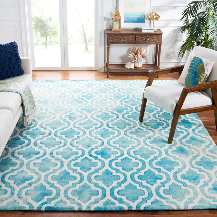 SAFAVIEH Dip Dye DDY537D Handmade Turquoise / Ivory Rug Image 1