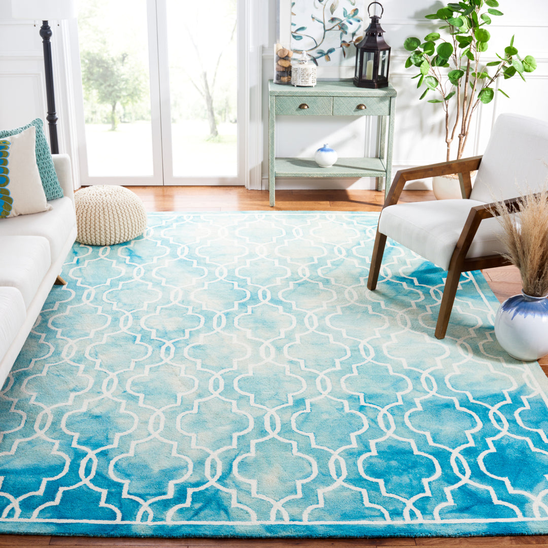 SAFAVIEH Dip Dye DDY539D Handmade Turquoise / Ivory Rug Image 1