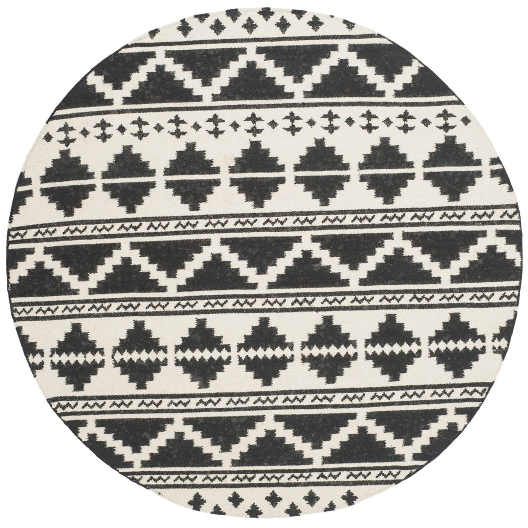 SAFAVIEH Dhurries DHU110A Handwoven Black / Ivory Rug Image 1