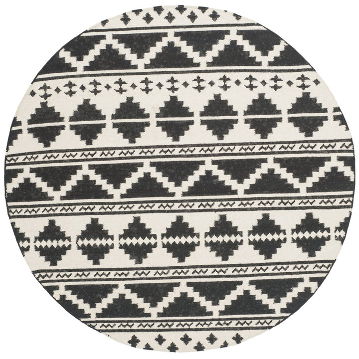 SAFAVIEH Dhurries DHU110A Handwoven Black / Ivory Rug Image 1