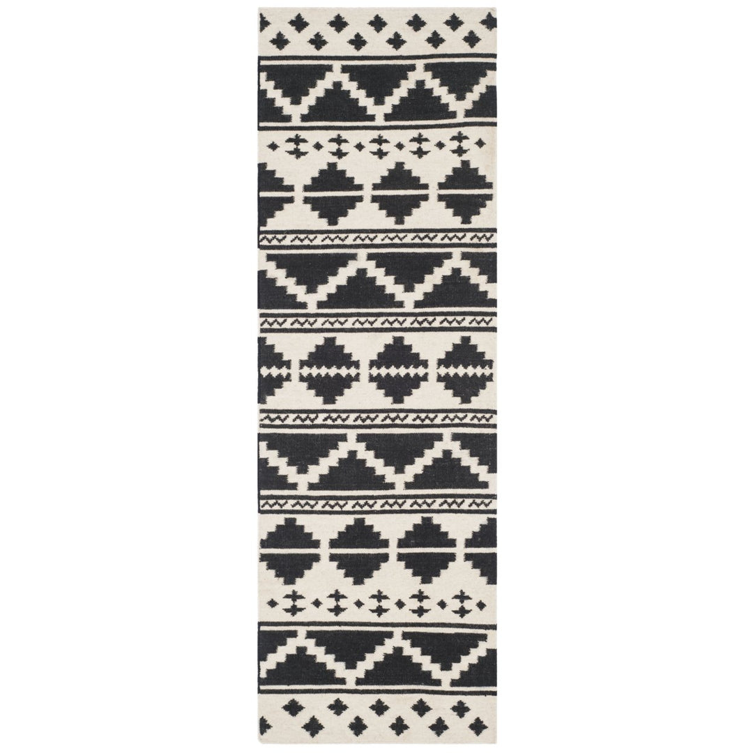 SAFAVIEH Dhurries DHU110A Handwoven Black / Ivory Rug Image 1