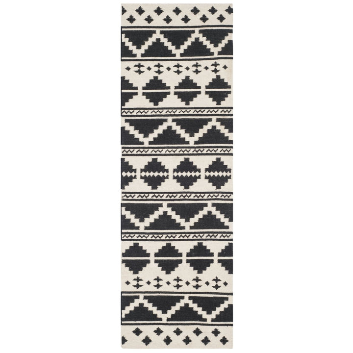 SAFAVIEH Dhurries DHU110A Handwoven Black / Ivory Rug Image 1