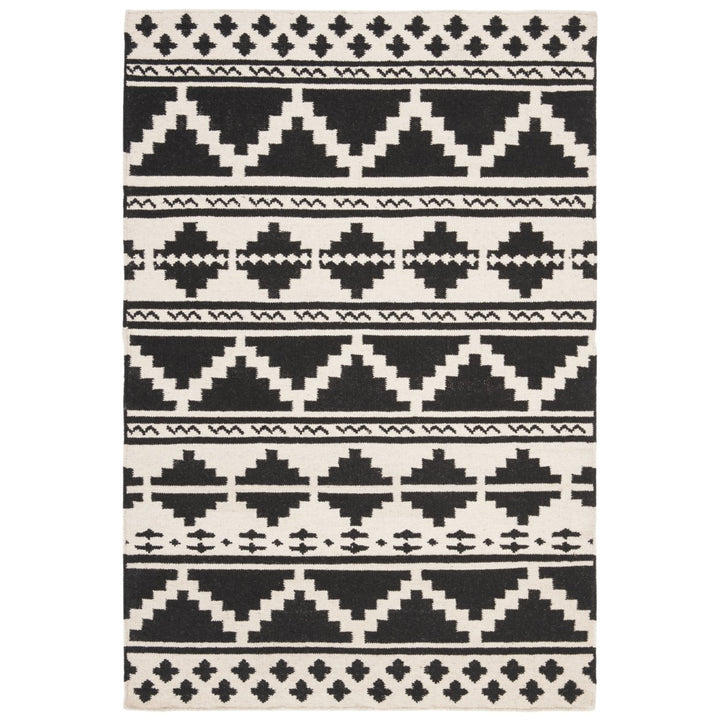 SAFAVIEH Dhurries DHU110A Handwoven Black / Ivory Rug Image 1