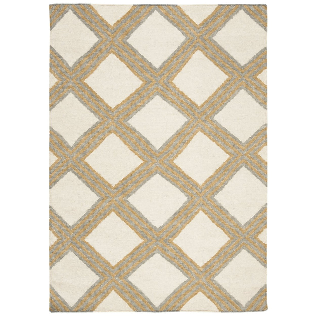 SAFAVIEH Dhurries DHU109A Handwoven Ivory / Gold Rug Image 1