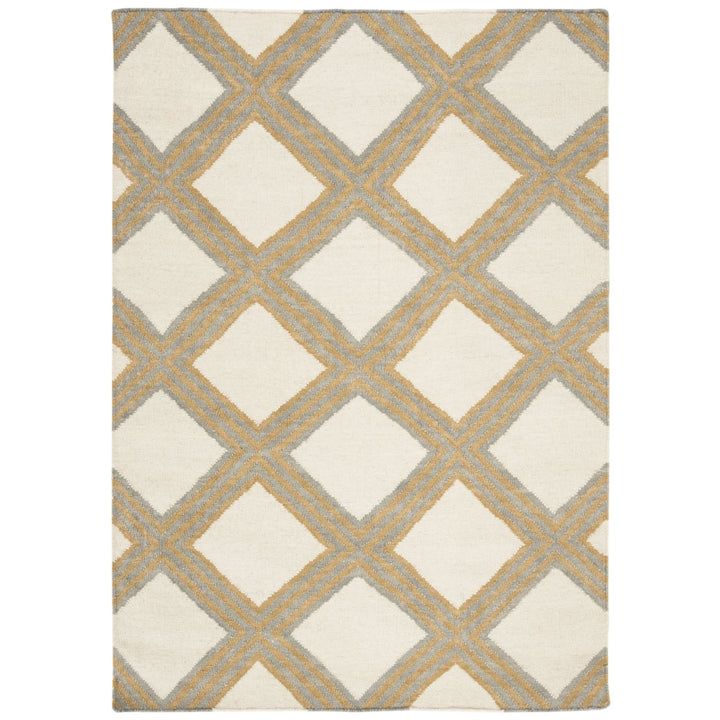 SAFAVIEH Dhurries DHU109A Handwoven Ivory / Gold Rug Image 1