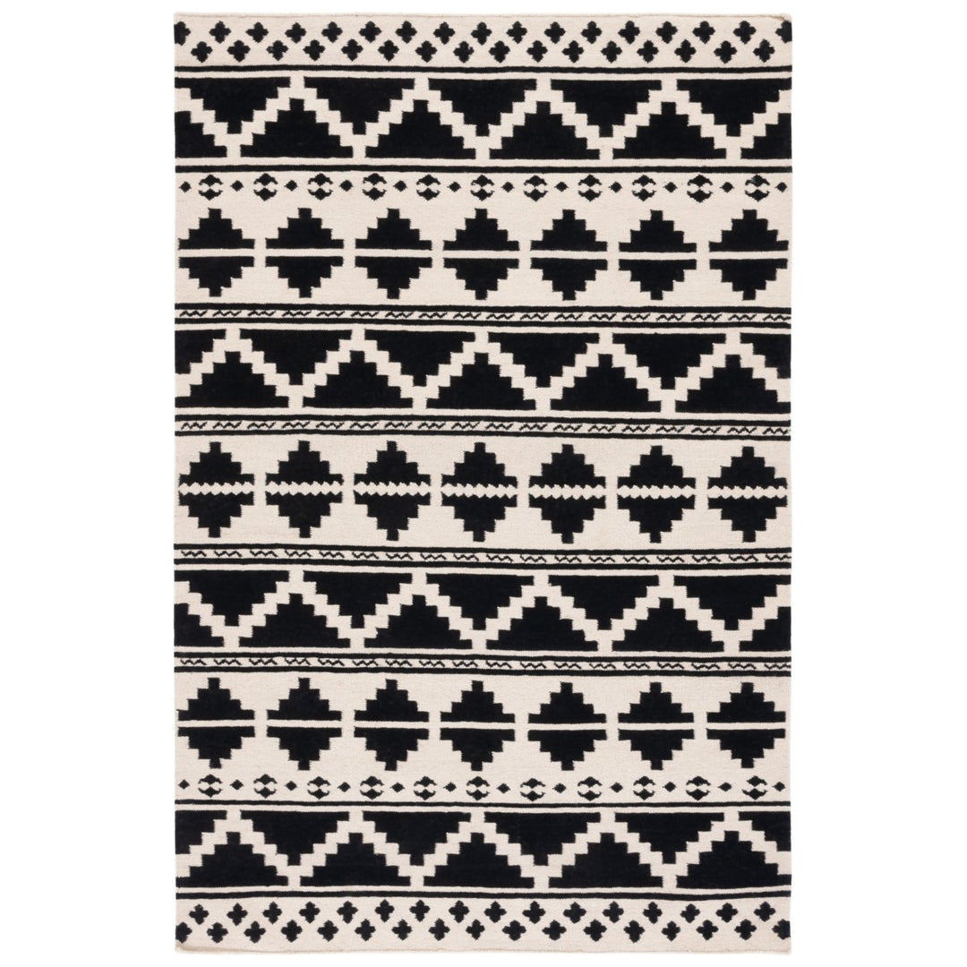 SAFAVIEH Dhurries DHU110A Handwoven Black / Ivory Rug Image 1