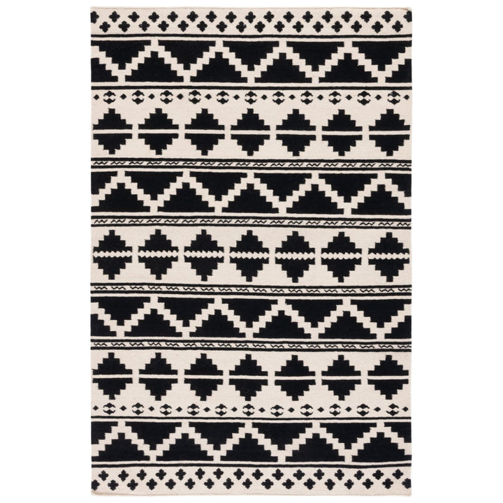 SAFAVIEH Dhurries DHU110A Handwoven Black / Ivory Rug Image 1