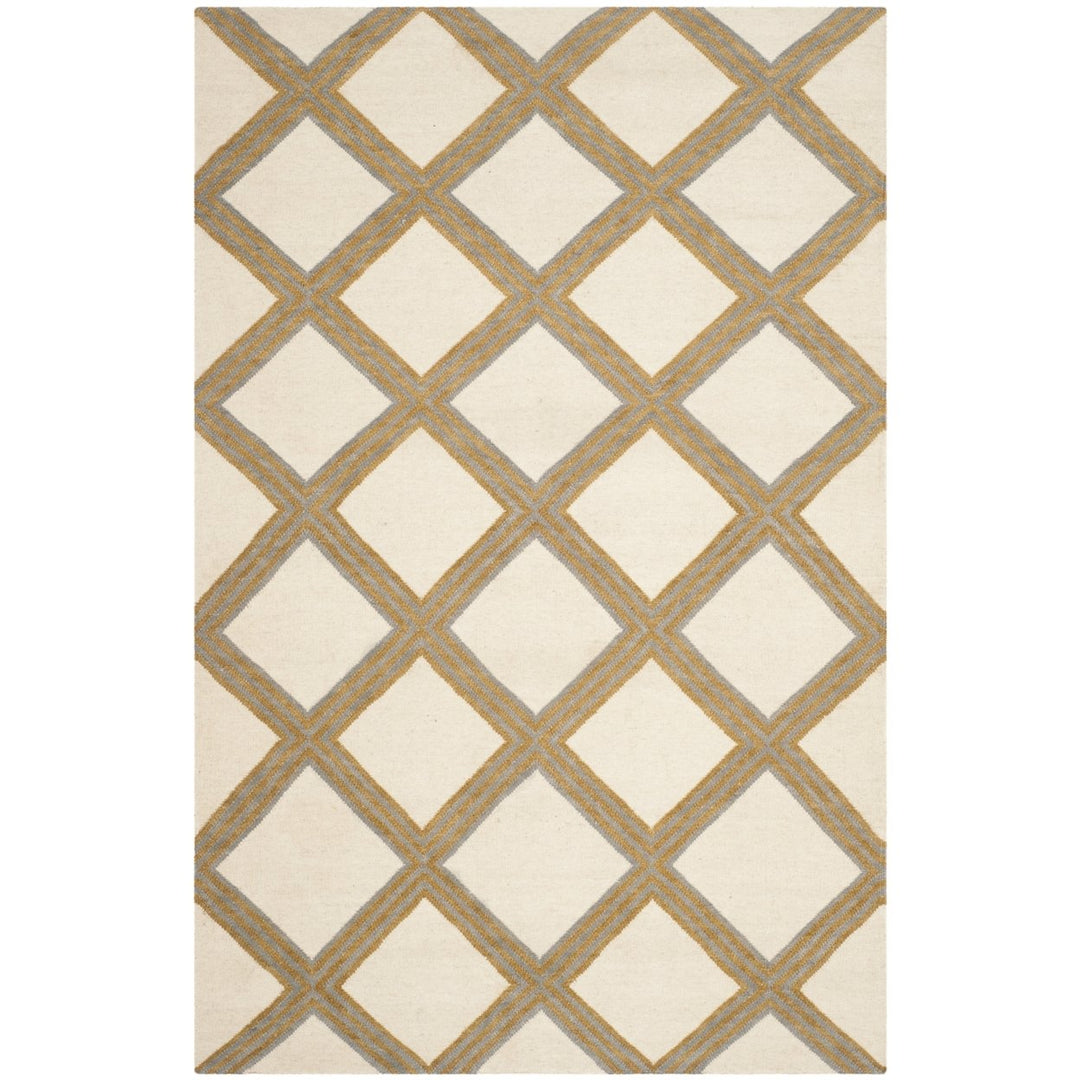 SAFAVIEH Dhurries DHU109A Handwoven Ivory / Gold Rug Image 1