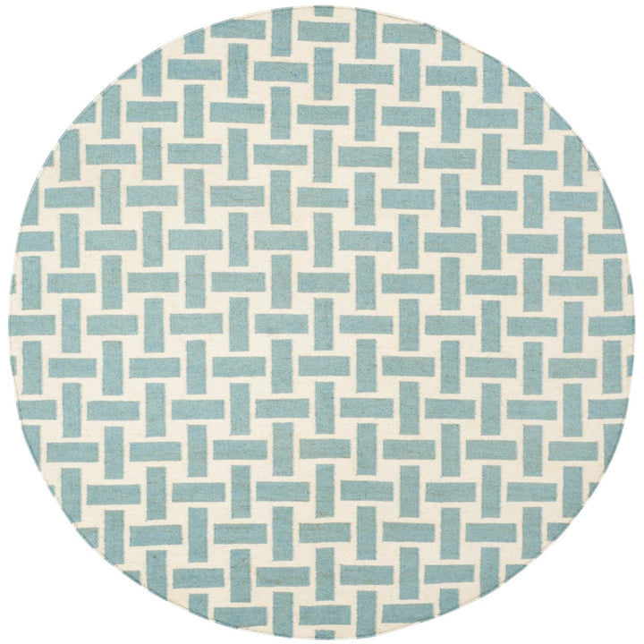 SAFAVIEH Dhurries DHU201A Handwoven Turquoise /Ivory Rug Image 1