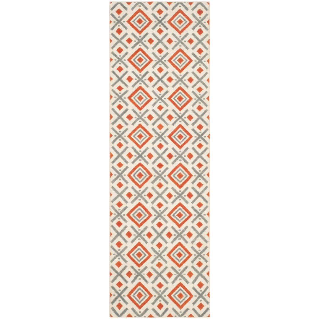 SAFAVIEH Dhurries DHU116A Handwoven Ivory /Tangerine Rug Image 6