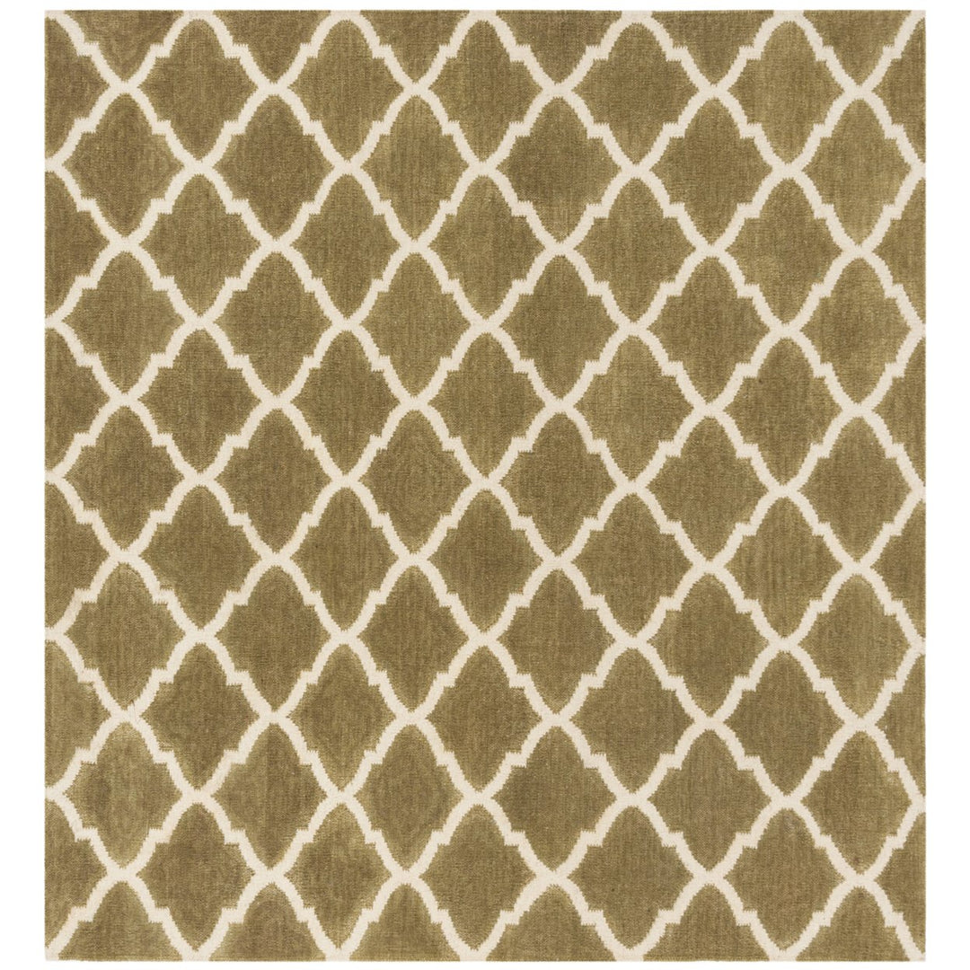 SAFAVIEH Dhurries DHU115A Handwoven Green / Ivory Rug Image 1