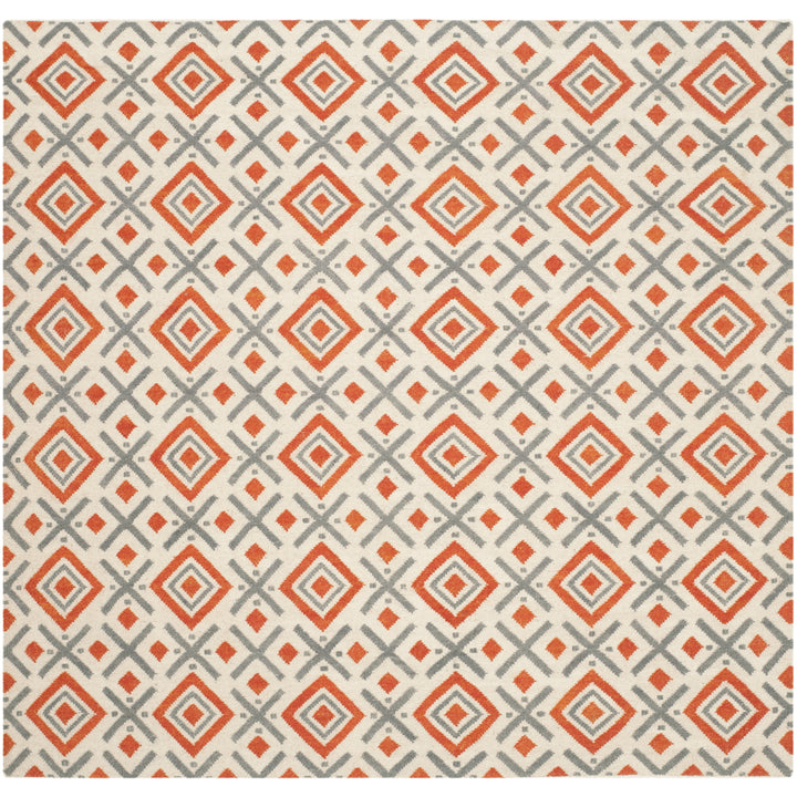 SAFAVIEH Dhurries DHU116A Handwoven Ivory /Tangerine Rug Image 7