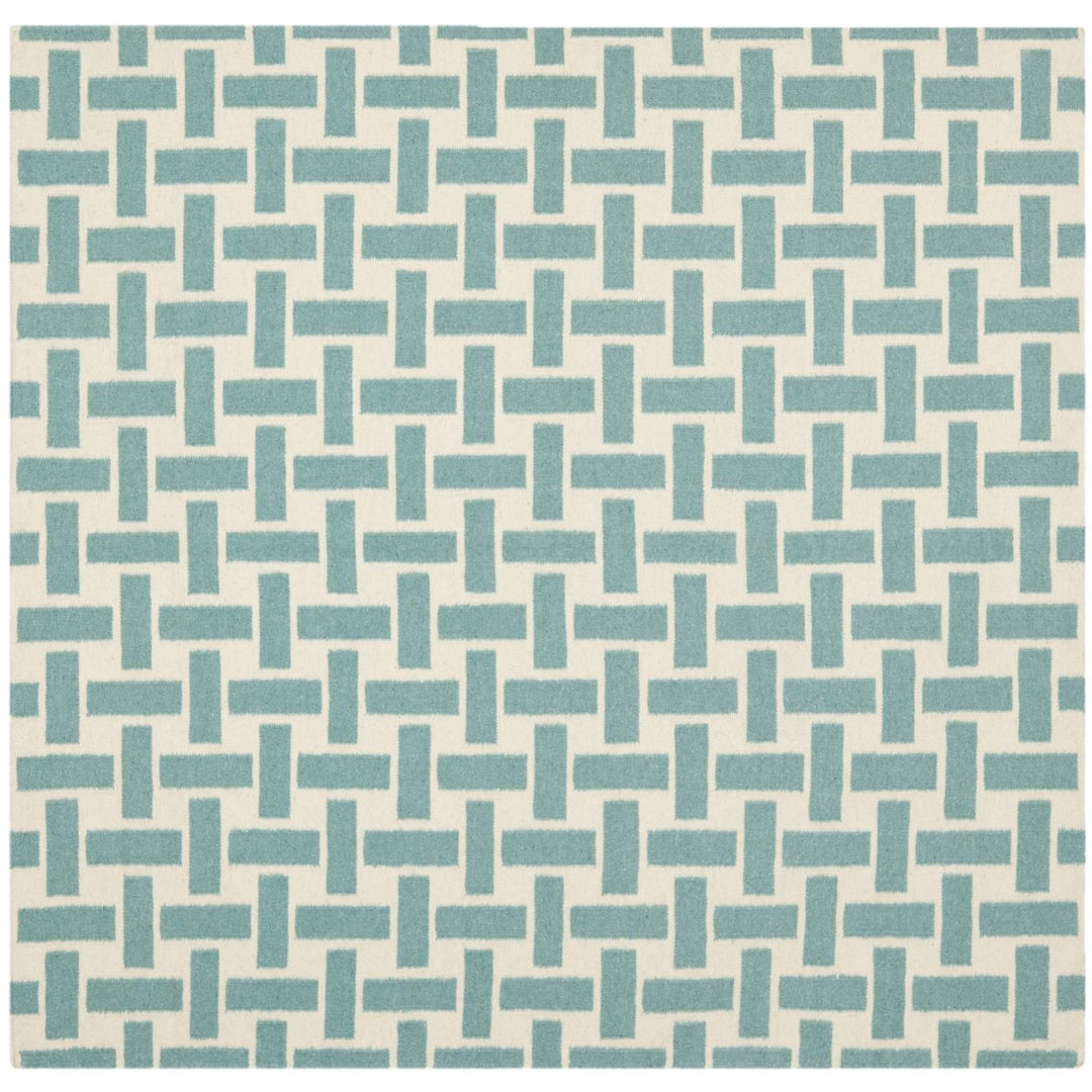 SAFAVIEH Dhurries DHU201A Handwoven Turquoise /Ivory Rug Image 1