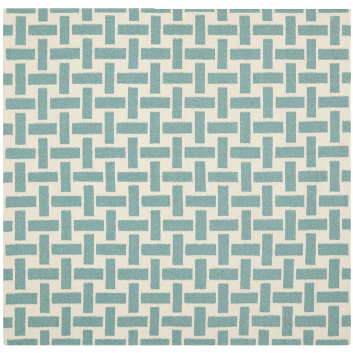 SAFAVIEH Dhurries DHU201A Handwoven Turquoise /Ivory Rug Image 1