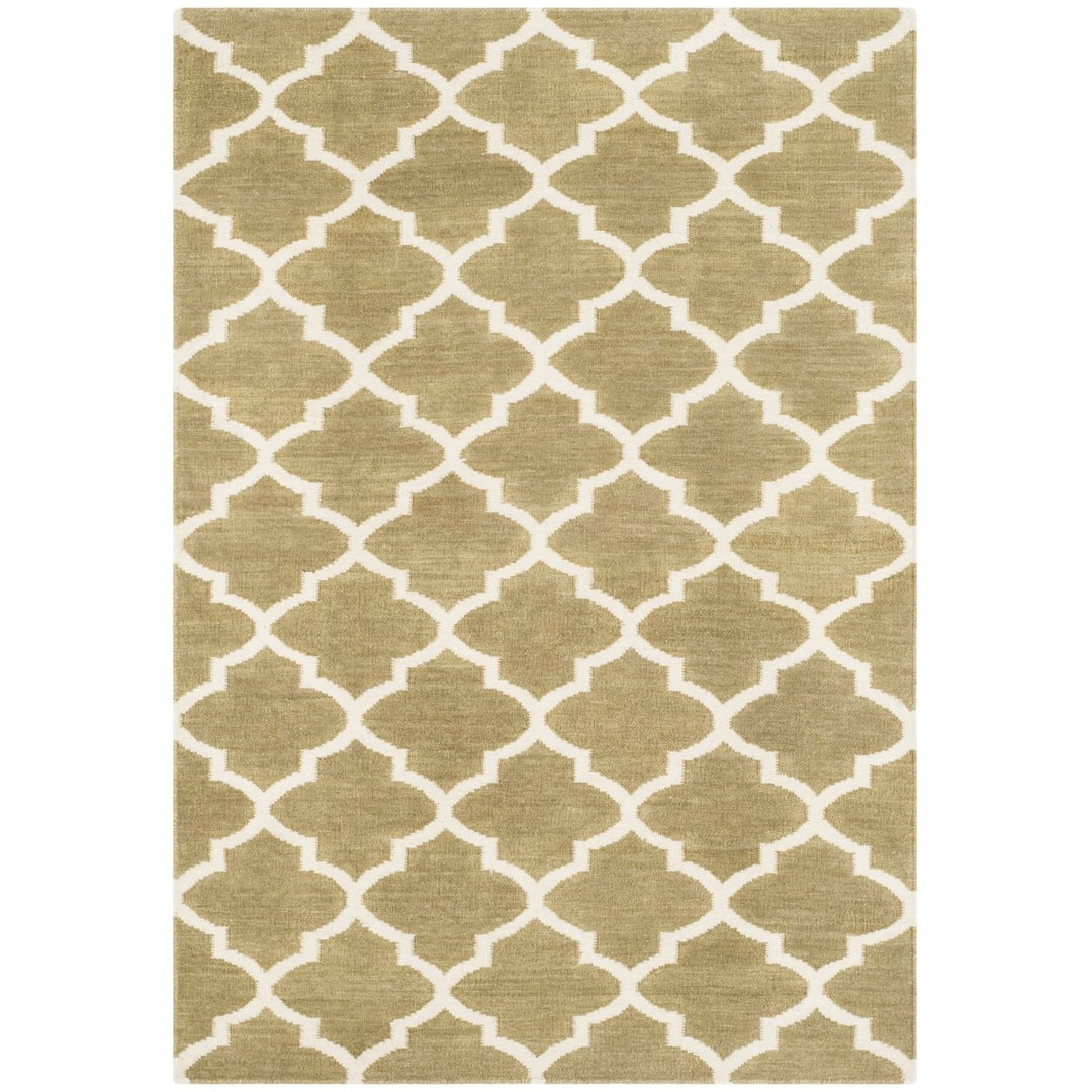 SAFAVIEH Dhurries DHU115A Handwoven Green / Ivory Rug Image 1