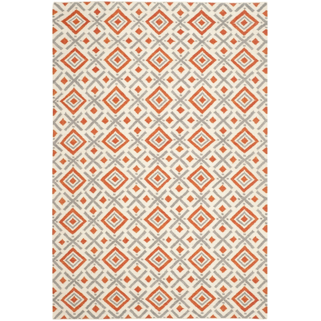 SAFAVIEH Dhurries DHU116A Handwoven Ivory /Tangerine Rug Image 10