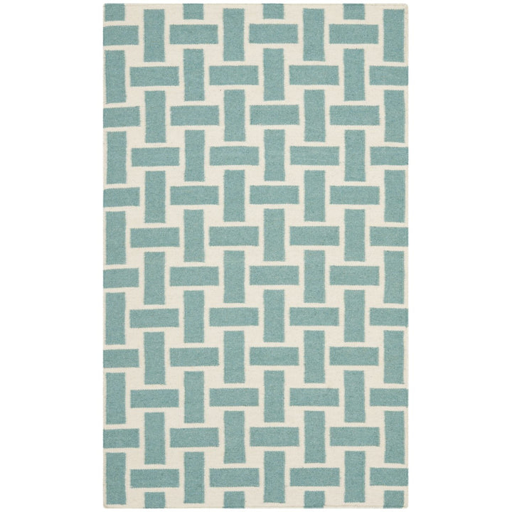 SAFAVIEH Dhurries DHU201A Handwoven Turquoise /Ivory Rug Image 1