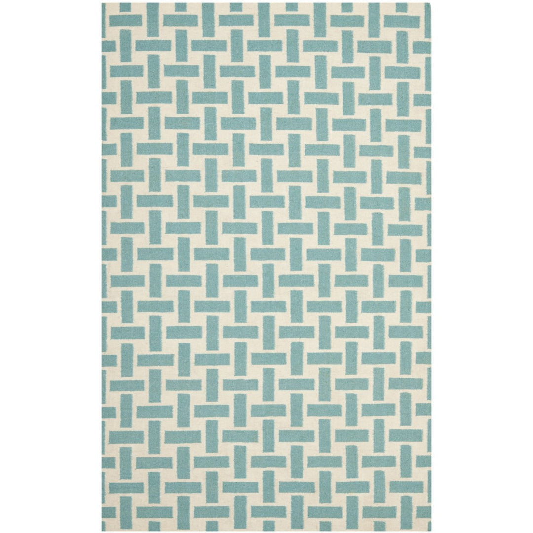 SAFAVIEH Dhurries DHU201A Handwoven Turquoise /Ivory Rug Image 1