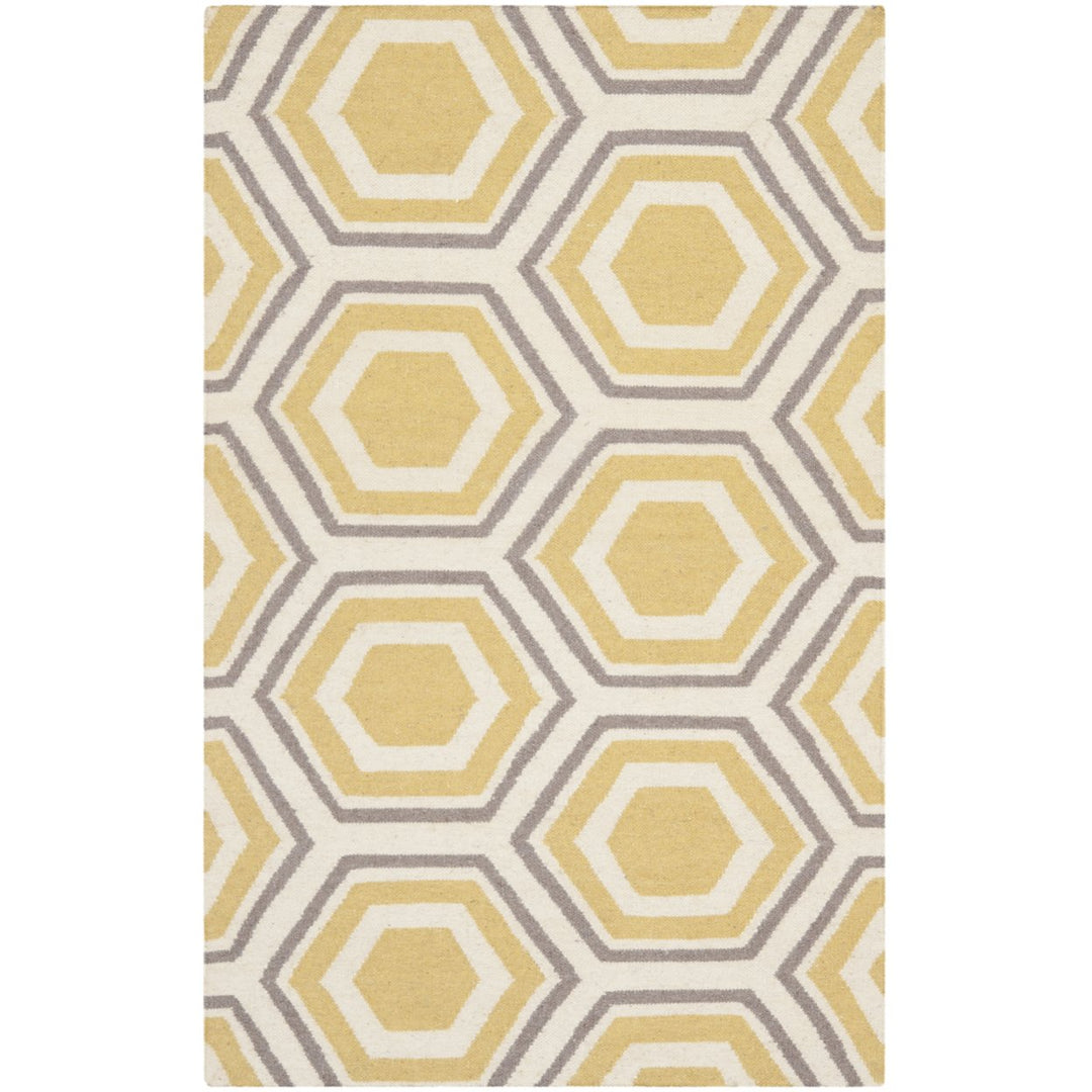 SAFAVIEH Dhurries DHU202A Handwoven Ivory / Yellow Rug Image 1