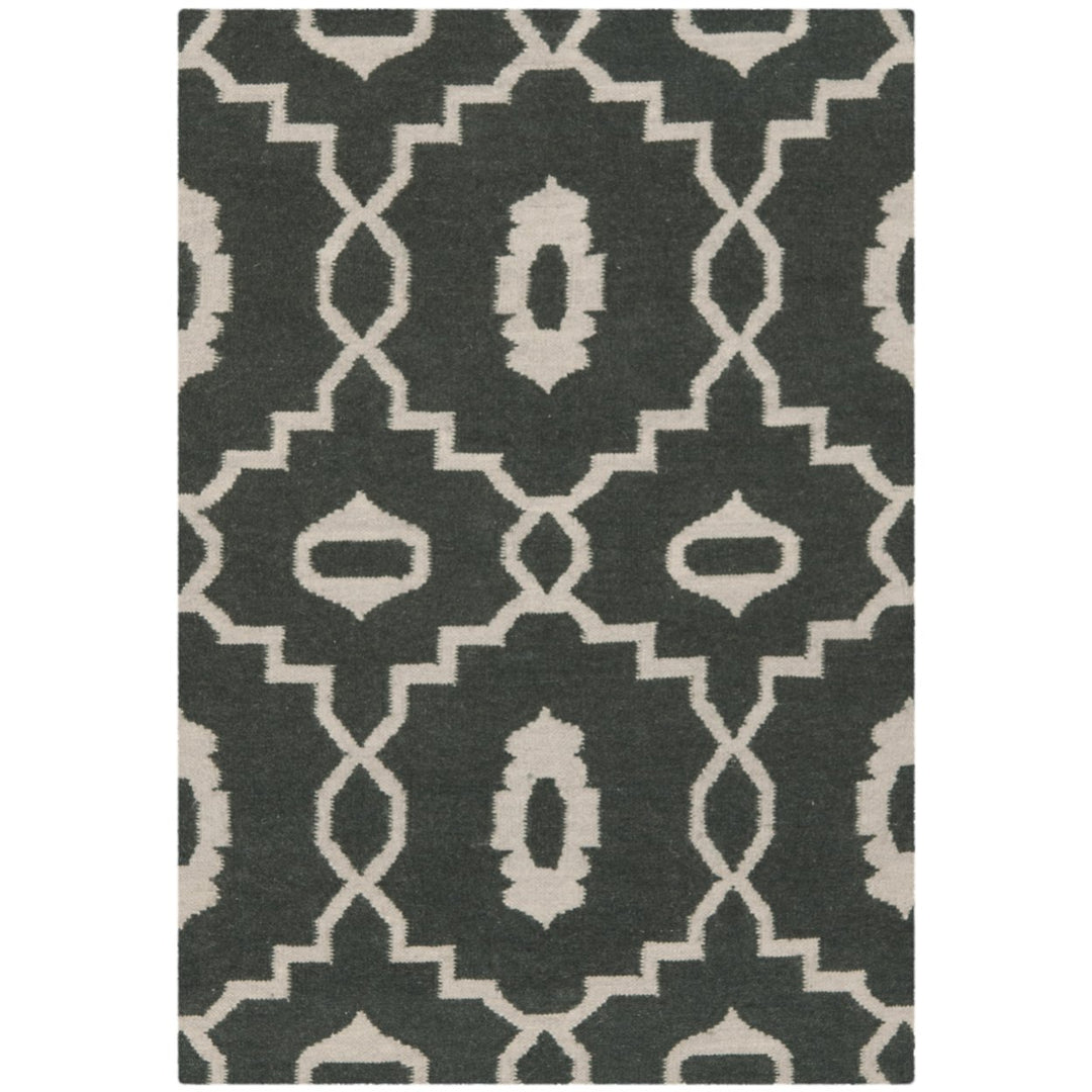 SAFAVIEH Dhurries DHU205C Handwoven Charcoal / Ivory Rug Image 1