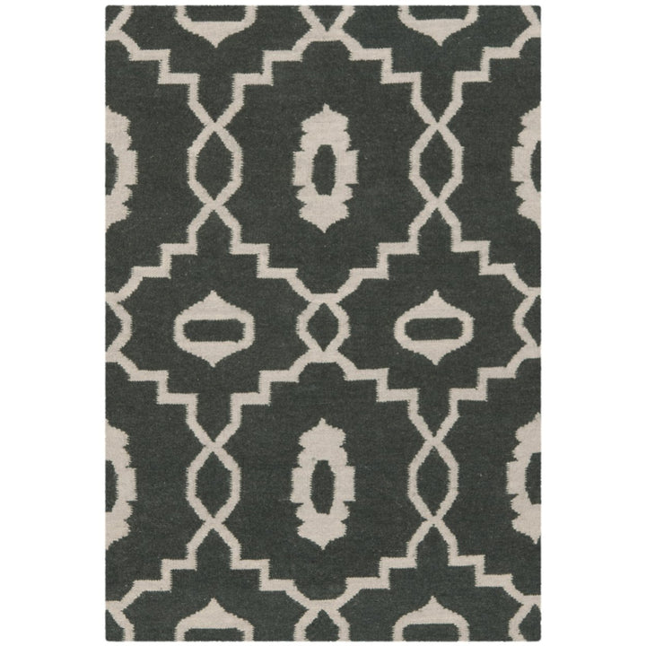 SAFAVIEH Dhurries DHU205C Handwoven Charcoal / Ivory Rug Image 1