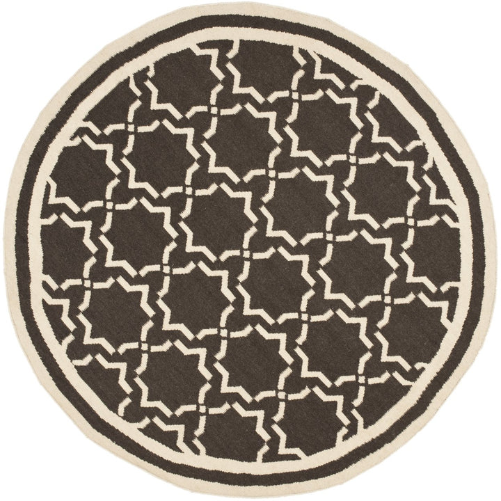 SAFAVIEH Dhurries DHU545A Handwoven Chocolate /Ivory Rug Image 1