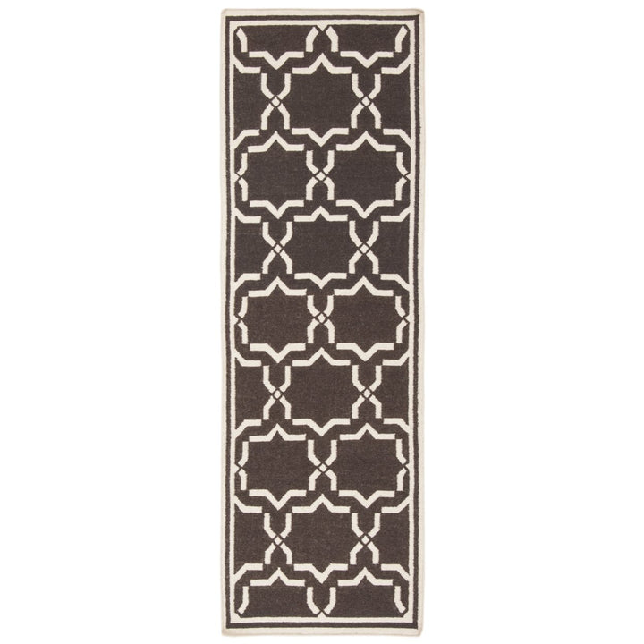 SAFAVIEH Dhurries DHU545A Handwoven Chocolate /Ivory Rug Image 1