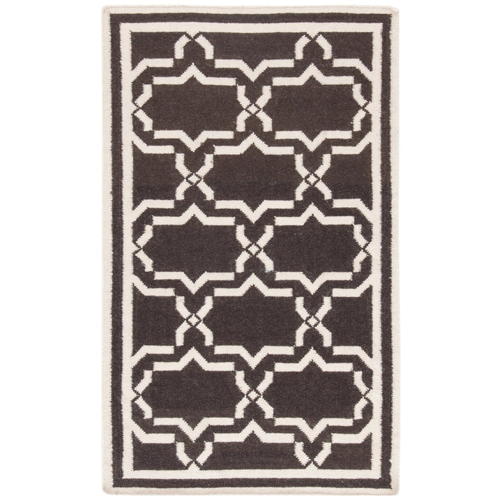 SAFAVIEH Dhurries DHU545A Handwoven Chocolate /Ivory Rug Image 1