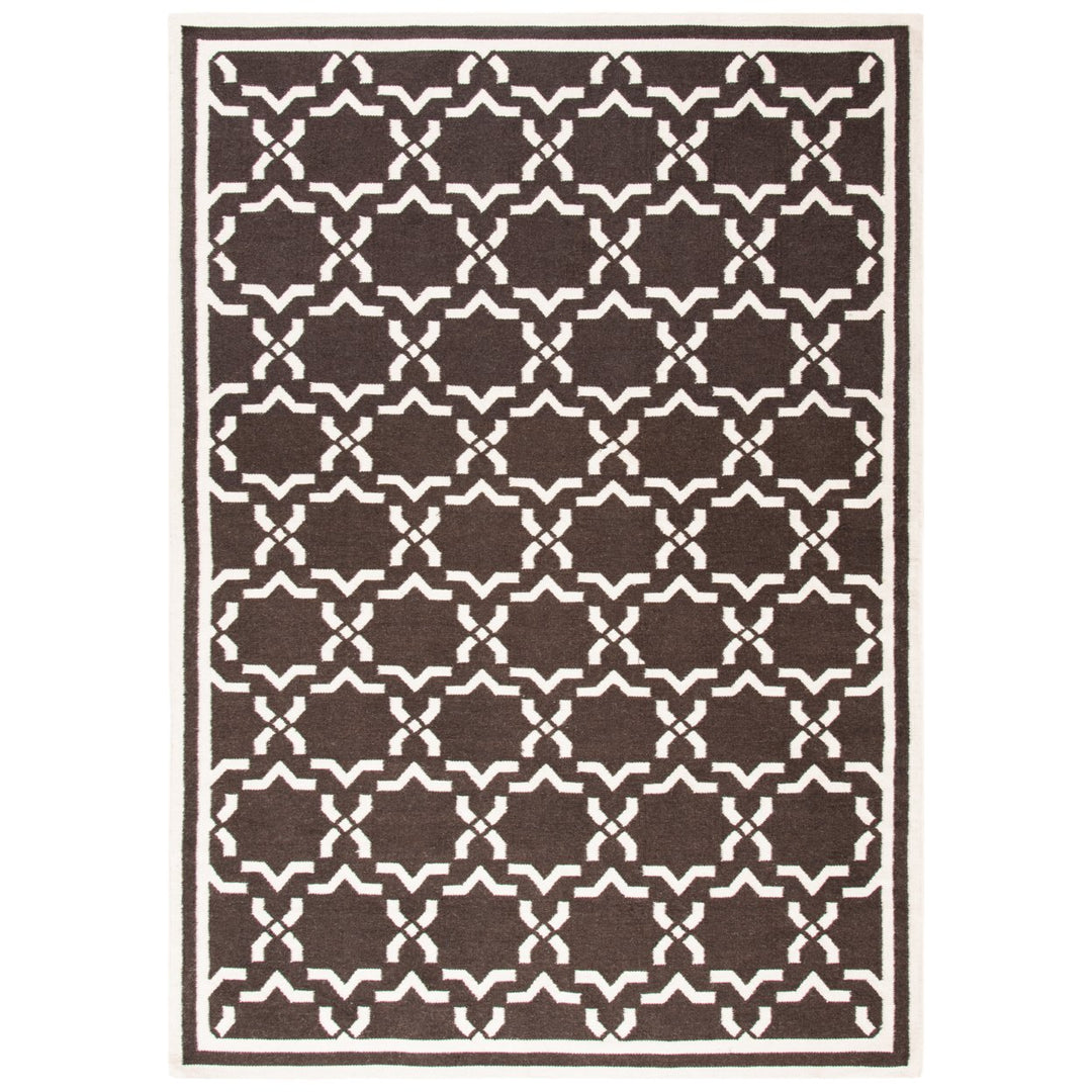 SAFAVIEH Dhurries DHU545A Handwoven Chocolate /Ivory Rug Image 1